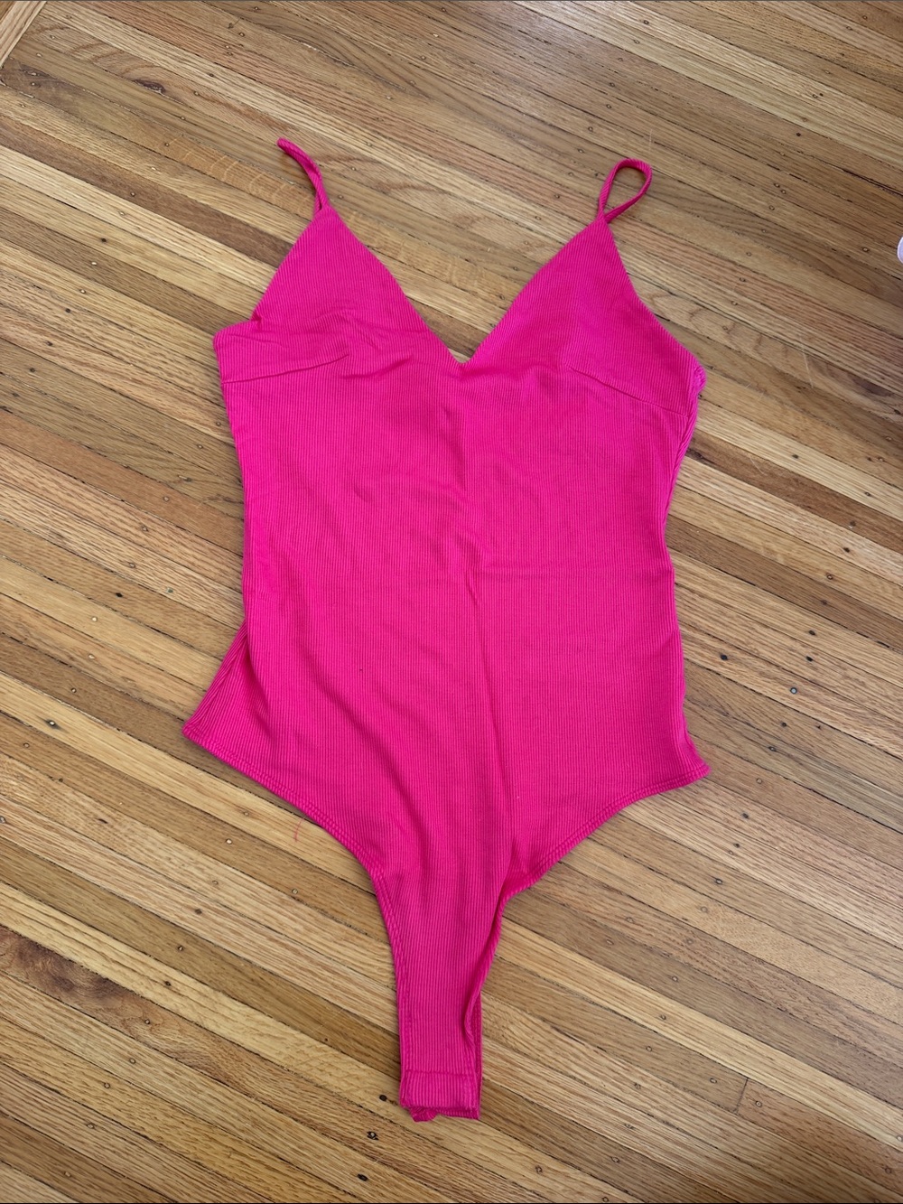 Socialite Bright Hot Pink Ribbed One-Piece Bodysuit